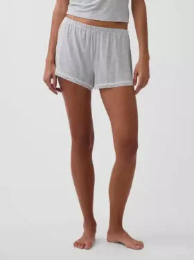 Superweiche Modal-Pyjama-Shorts mit Spitzenbesatz
