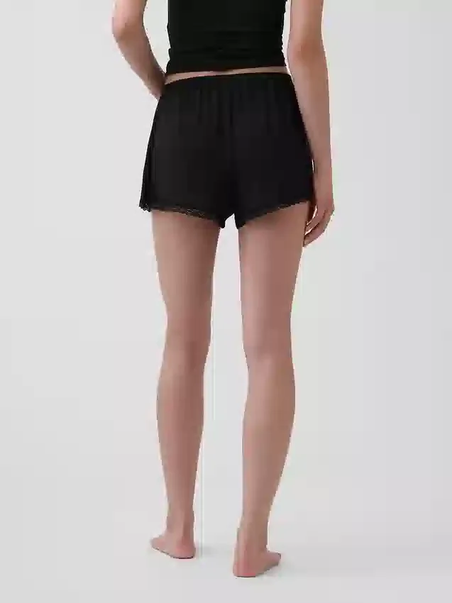 Superweiche Modal-Pyjama-Shorts mit Spitzenbesatz
