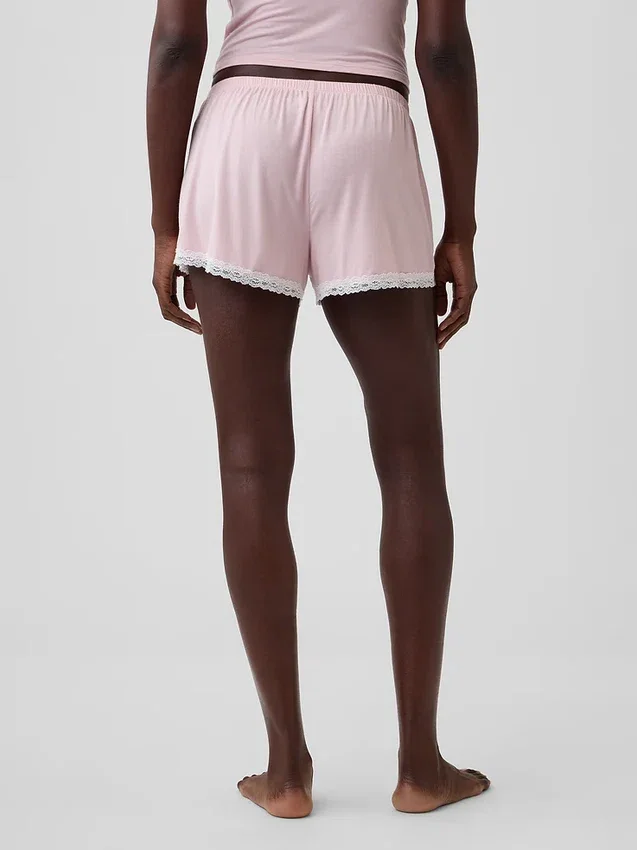 Superweiche Modal-Pyjama-Shorts mit Spitzenbesatz