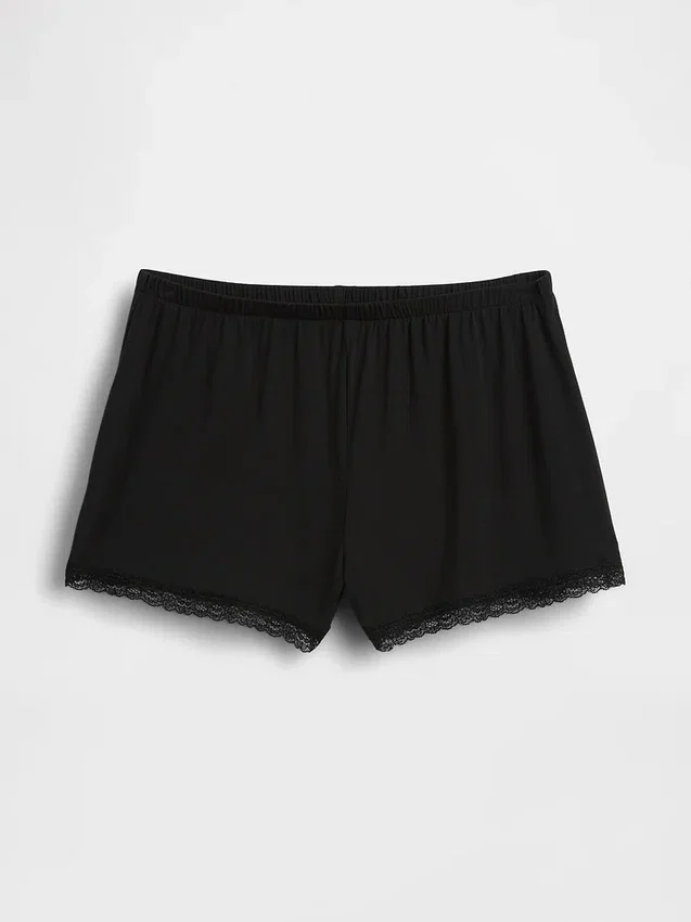 Superweiche Modal-Pyjama-Shorts mit Spitzenbesatz