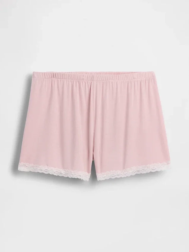 Superweiche Modal-Pyjama-Shorts mit Spitzenbesatz