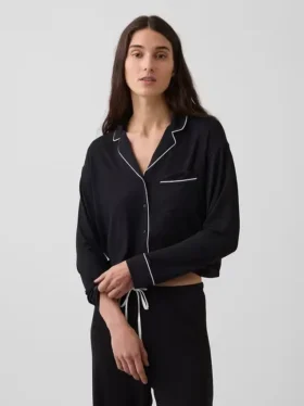 Superweiches Modal-Pyjama-Oberteil in Cropped-Länge