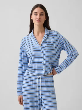 Superweiches Modal-Pyjama-Oberteil in Cropped-Länge