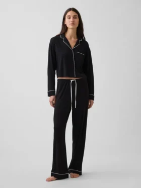 Superweiches Modal-Pyjama-Oberteil in Cropped-Länge