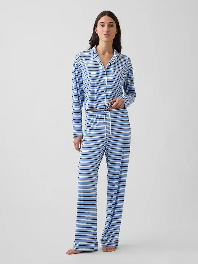 Superweiches Modal-Pyjama-Oberteil in Cropped-Länge