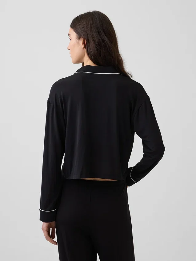 Superweiches Modal-Pyjama-Oberteil in Cropped-Länge