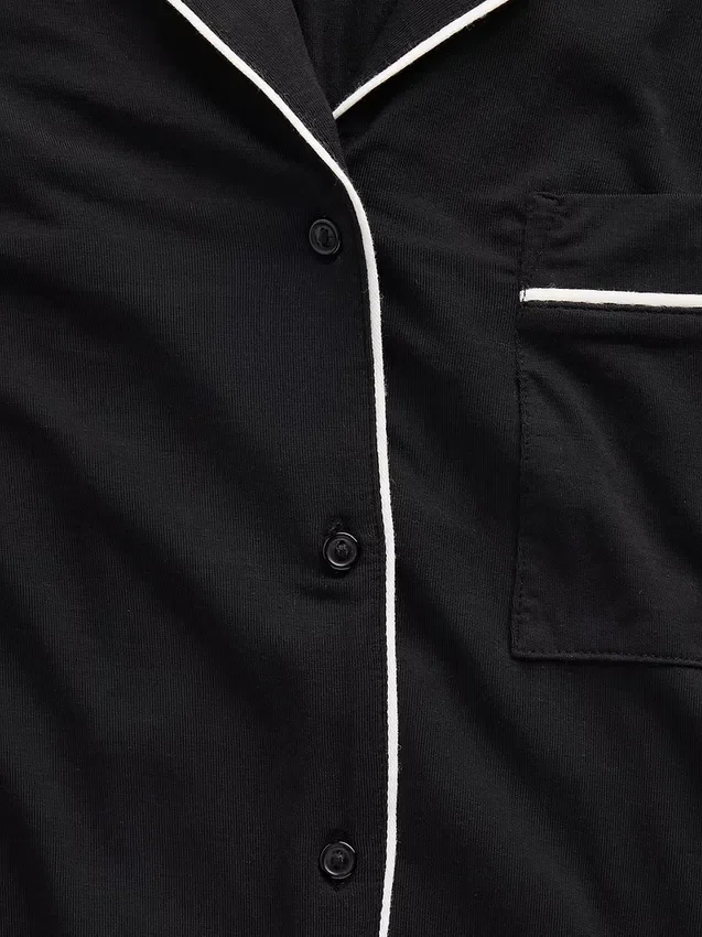 Superweiches Modal-Pyjama-Oberteil in Cropped-Länge