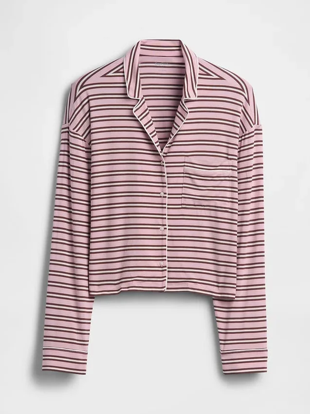 Superweiches Modal-Pyjama-Oberteil in Cropped-Länge