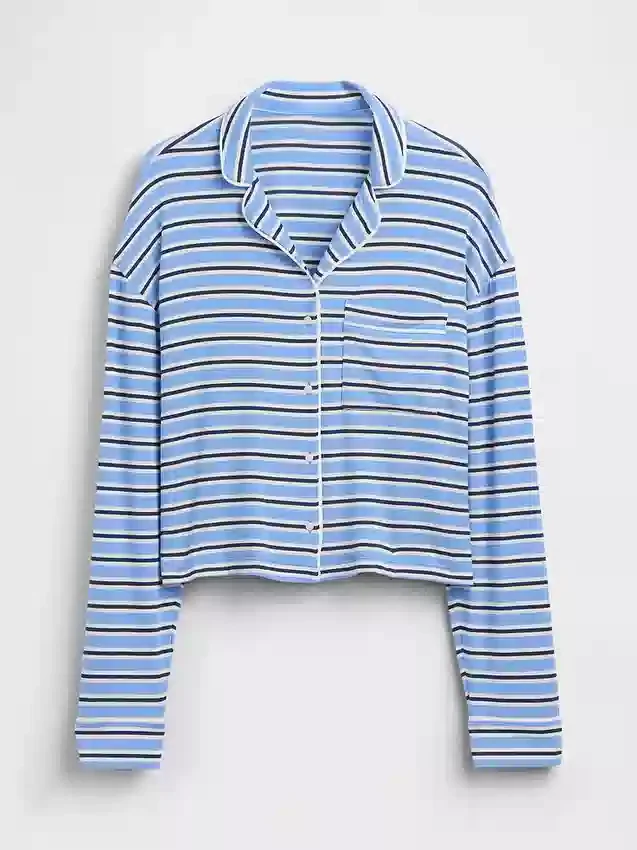 Superweiches Modal-Pyjama-Oberteil in Cropped-Länge