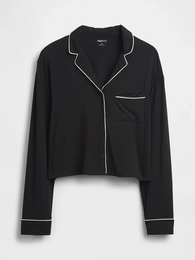 Superweiches Modal-Pyjama-Oberteil in Cropped-Länge