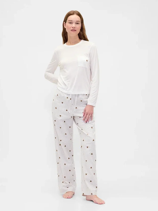 Superweiches Modal-Pyjama-T-Shirt mit Tasche