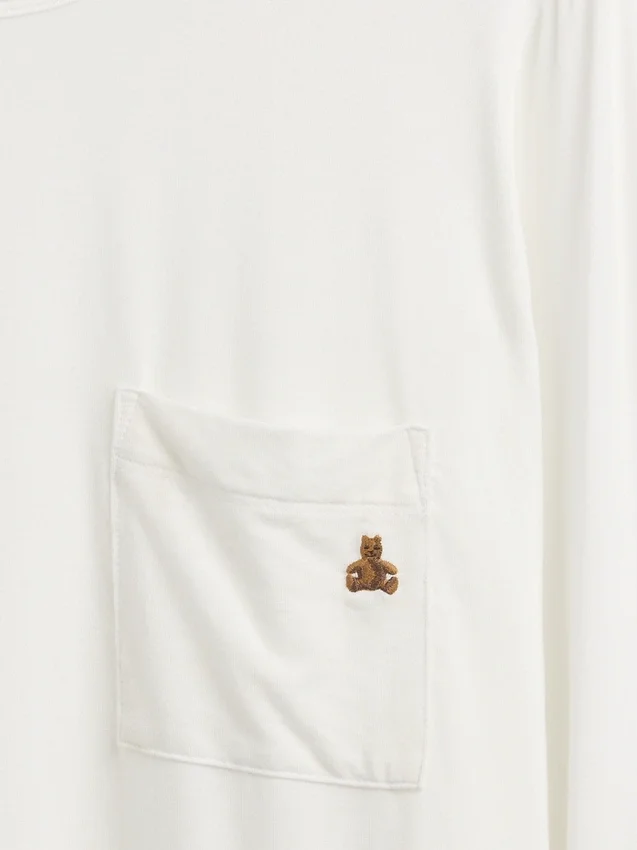Superweiches Modal-Pyjama-T-Shirt mit Tasche