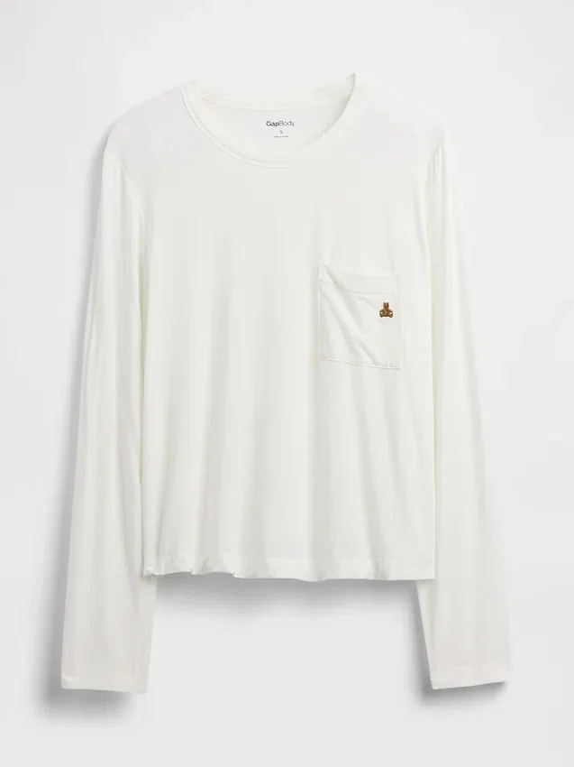 Superweiches Modal-Pyjama-T-Shirt mit Tasche