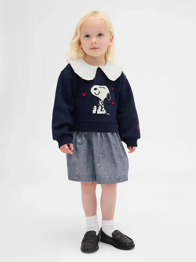 Sweatshirt-Kleid für Baby & Kleinkind mit Snoopy-Rüschenkragen