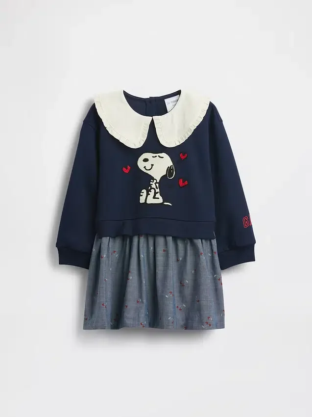 Sweatshirt-Kleid für Baby & Kleinkind mit Snoopy-Rüschenkragen
