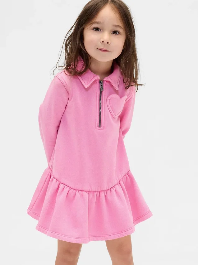 Sweatshirt-Kleid mit halbem Reißverschluss für Baby & Kleinkind