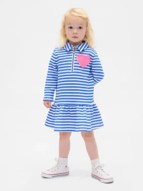 Sweatshirt-Kleid mit halbem Reißverschluss für Baby & Kleinkind
