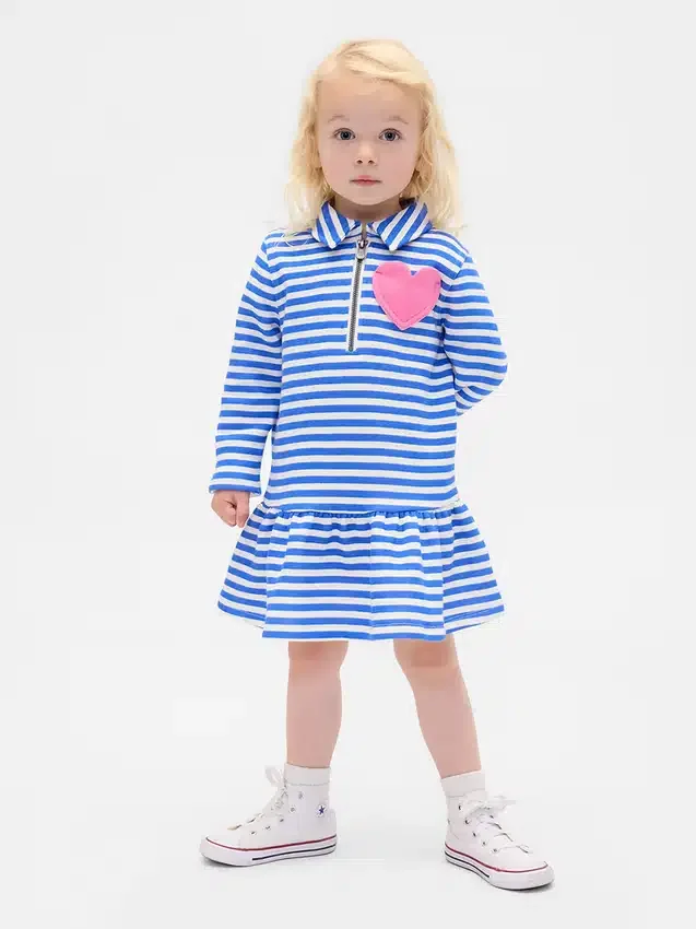 Sweatshirt-Kleid mit halbem Reißverschluss für Baby & Kleinkind