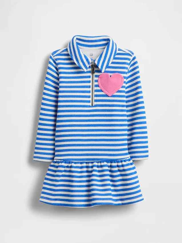 Sweatshirt-Kleid mit halbem Reißverschluss für Baby & Kleinkind