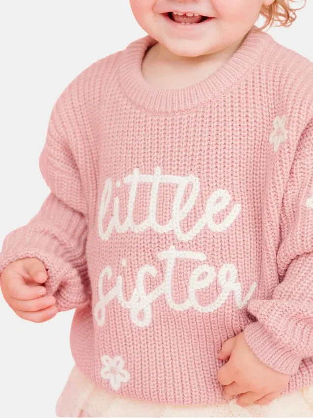 „Sweet Wink“ Strickpullover für die kleine Schwester