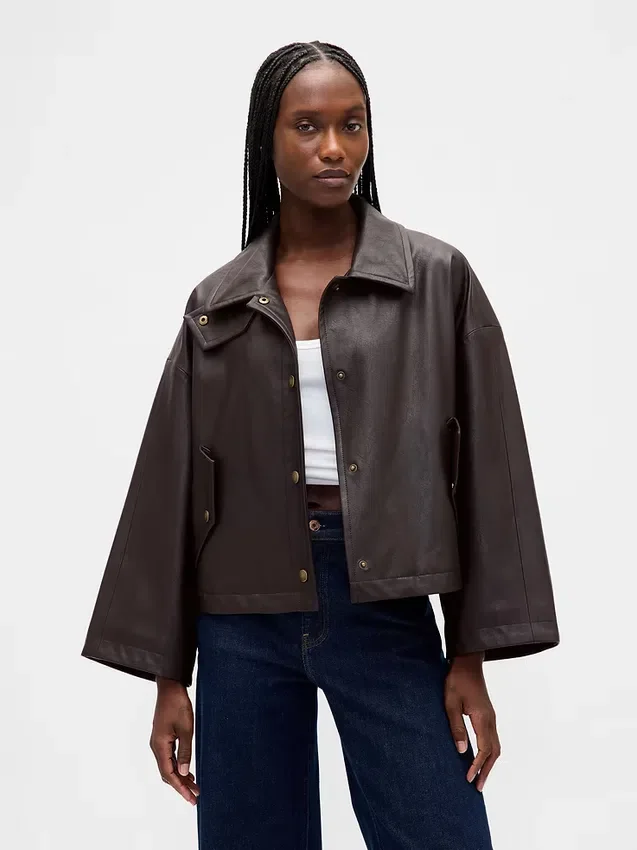 Swing-Jacke aus veganem Leder