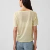 T-Shirt aus Leinenmischung mit lockerem Sitz und V-Ausschnitt