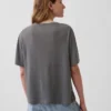 T-Shirt aus Leinenmischung mit lockerem Sitz und V-Ausschnitt
