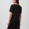 T-Shirt aus Leinenmischung mit lockerem Sitz und V-Ausschnitt