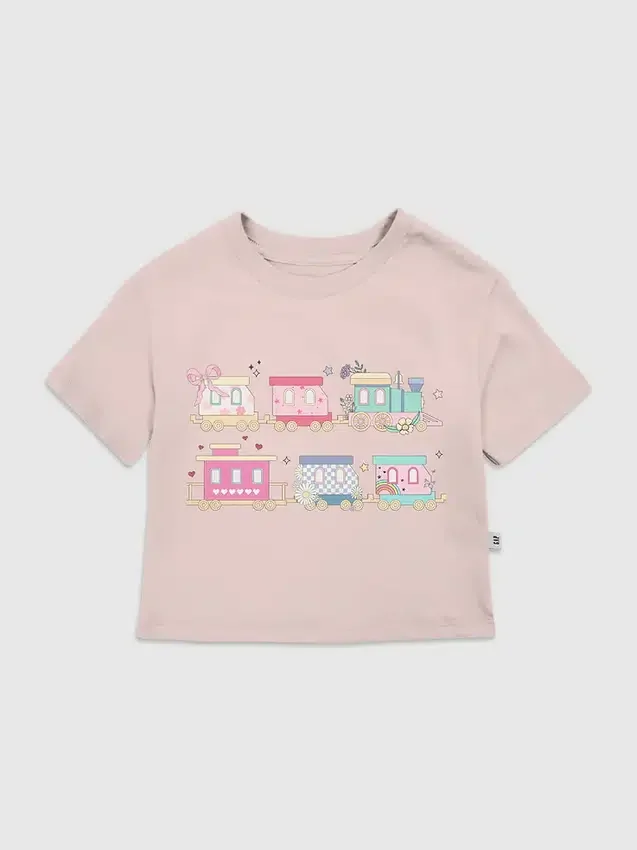 T-Shirt für Kleinkinder mit farbenfrohem Zug-Motiv