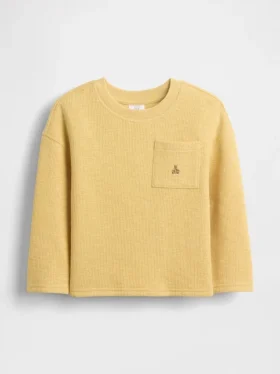 T-Shirt mit aufgesetzter Tasche aus schwerem Rippstrick für Baby & Kleinkind