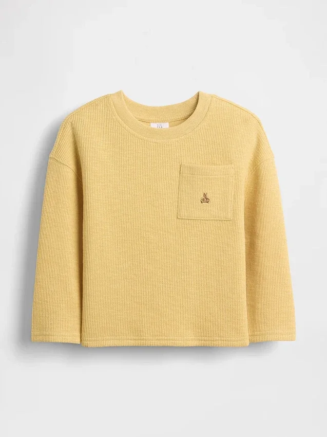 T-Shirt mit aufgesetzter Tasche aus schwerem Rippstrick für Baby & Kleinkind