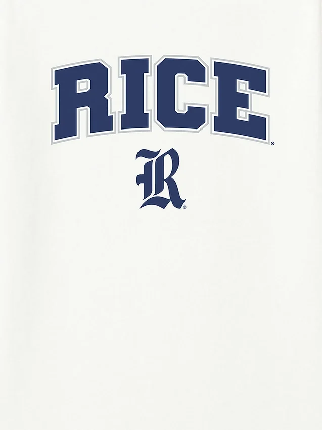 T-Shirt mit dem „Arch Logo“ der Rice University als sekundärem Motiv