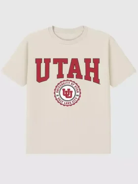 T-Shirt mit dunklem Aufdruck des Universitätswappens der University of Utah