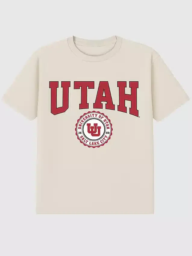 T-Shirt mit dunklem Aufdruck des Universitätswappens der University of Utah