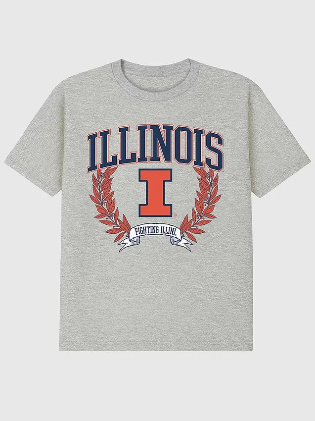 T-Shirt mit dunklem „Laurels“-Motiv der University of Illinois