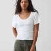 T-Shirt mit geripptem Rundhalsausschnitt