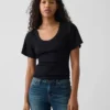 T-Shirt mit geripptem Rundhalsausschnitt