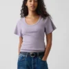 T-Shirt mit geripptem Rundhalsausschnitt