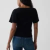 T-Shirt mit geripptem Rundhalsausschnitt