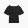 T-Shirt mit geripptem Rundhalsausschnitt