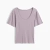 T-Shirt mit geripptem Rundhalsausschnitt