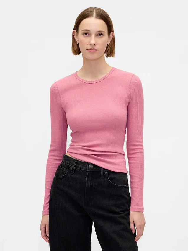 T-Shirt mit Pointelle-Rippmuster