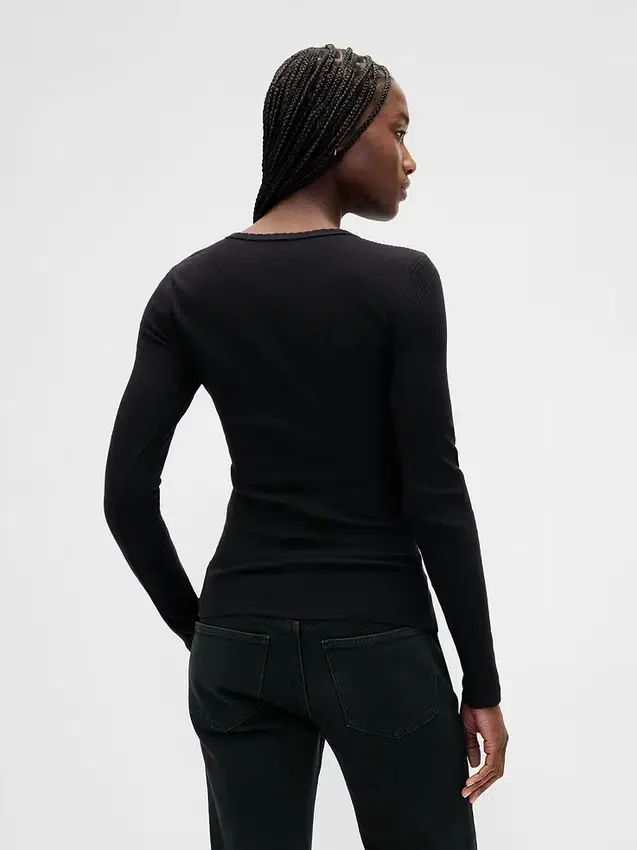 T-Shirt mit Pointelle-Rippmuster