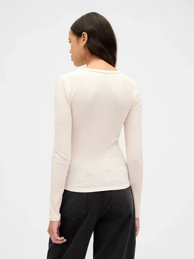 T-Shirt mit Pointelle-Rippmuster