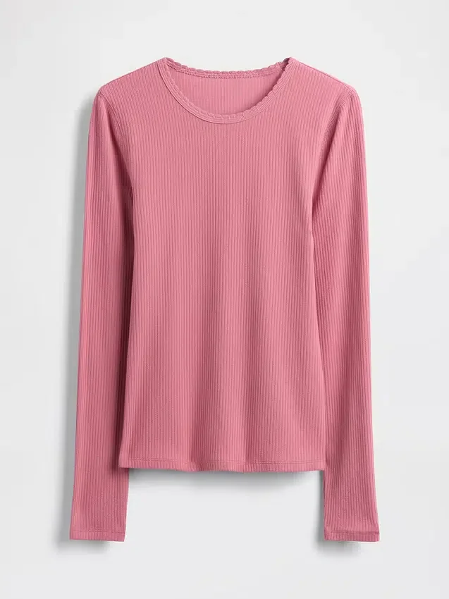 T-Shirt mit Pointelle-Rippmuster