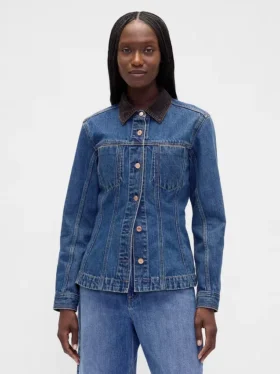 Taillierte Longline-Jeansjacke