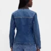Taillierte Longline-Jeansjacke