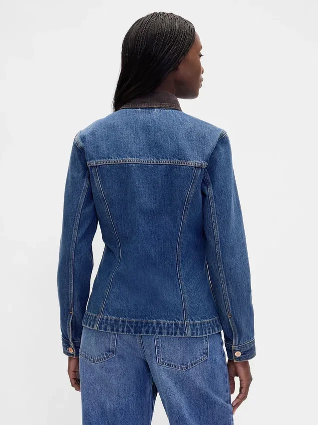 Taillierte Longline-Jeansjacke