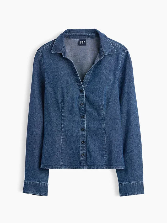 Tailliertes Jeanshemd