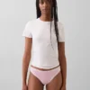 Tanga aus Bio-Stretch-Baumwolle mit Spitzenbesatz